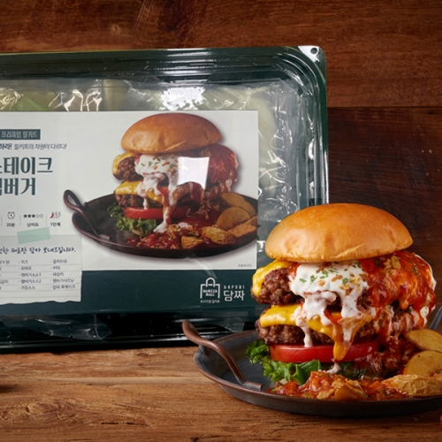 100% Beef 핫 더블 스테이크 치즈 햄버거+웨지감자 (1인분/935g)