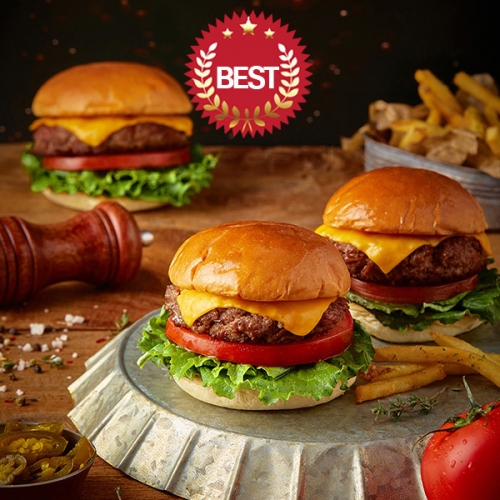 [담짜몰] 100% Beef 정통 미국식 수제 치즈 햄버거 밀키트(3인분/740g) 캠핑 요리 햄버거 수제버거 만들기 음식
