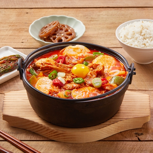 [담짜몰] 정통 우삼겹 얼큰 순두부찌개 밀키트(2인분/730g) 냉장 매콤칼칼 소스 캠핑요리 국물 술안주 해장 음식