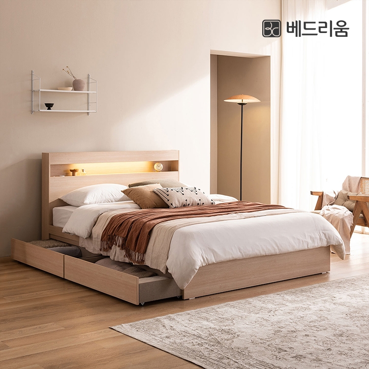 파인드 LED 서랍형침대(SS/Q)+본넬 매트리스 SET