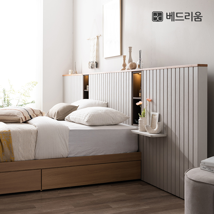 리디아 LED 원목침대(SS/Q/K)+릴렉서 허리특허 유로탑 매트리스 SET