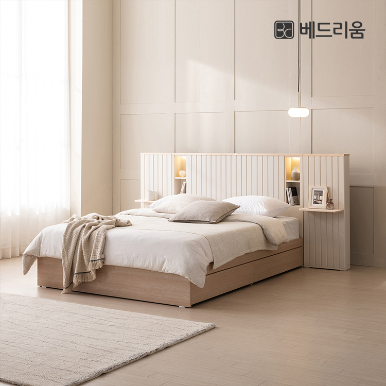 [런칭특가]브리드 LED 원목침대(SS/Q)+릴렉서 허리특허 매트리스