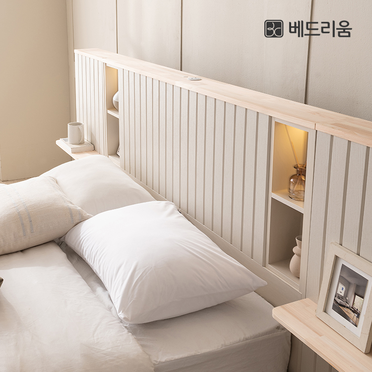 [런칭특가]브리드 LED 원목침대(SS/Q)+릴렉서 허리특허 매트리스