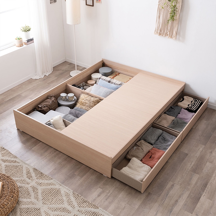 미니멀 수납 무헤드 침대(SS/Q)+본넬매트리스 SET