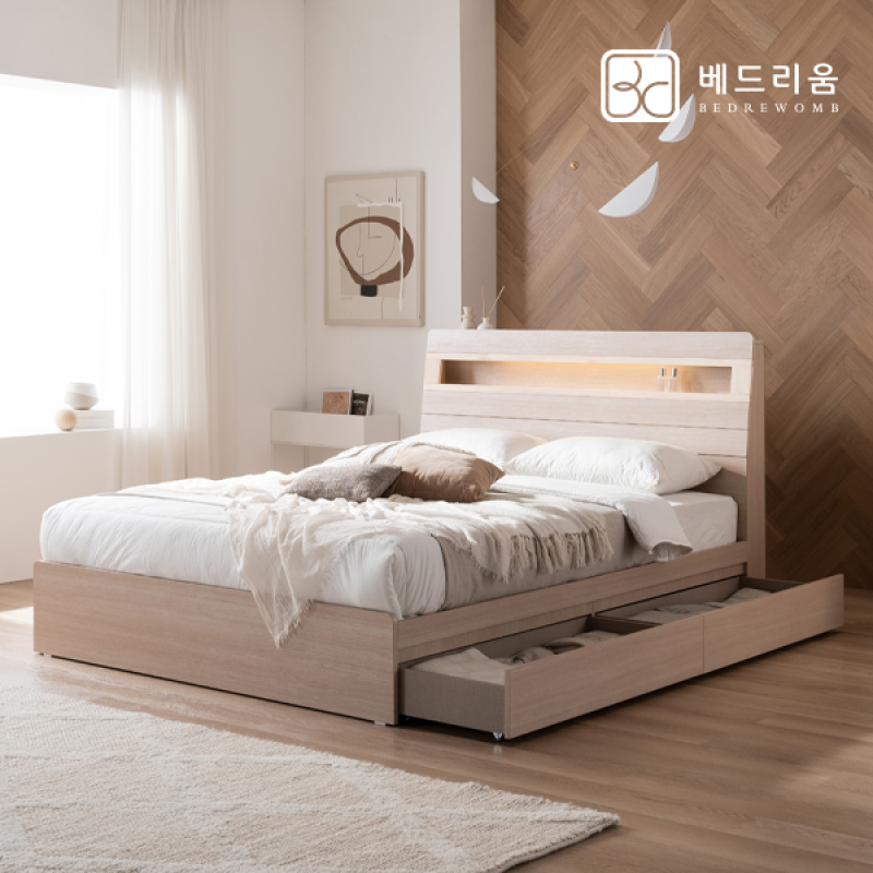 NEW 스마트메이트 편백 LED 수납침대(SS/Q/K)+스위트에디션 SET