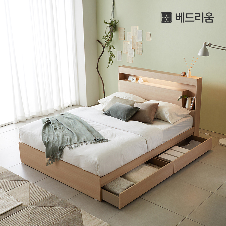 더스마트 무선충전 서랍형 침대(SS/Q)+듀얼 써포트 매트리스 SET