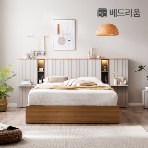 [베드리움] 리디아 LED 원목침대(SS/K)+듀오밸런스 유로탑 매트리스 SET