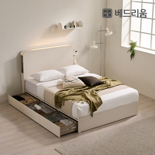 [베드리움] 아이담 LED 수납침대 프레임+릴렉서 허리특허 유로탑 매트리스 SET