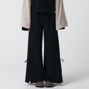 Cover Stitch Slit Pants BK