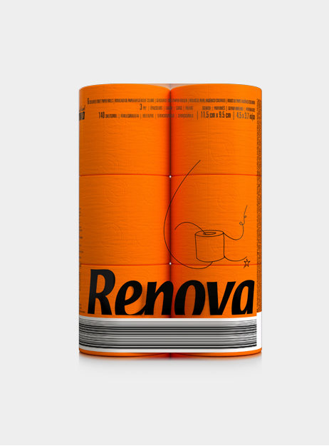 레노바 블랙라벨 컬러티슈 오렌지 6롤