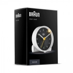 BRAUN 무소음 무브먼트 아날로그 탁상 알람시계 BC01WB 화이트블랙 6.9cm