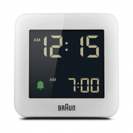 BRAUN 무소음 무브먼트 디지털 탁상 알람시계 BC09W 화이트 7.55cm