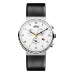 BRAUN 남성용 클래식 손목시계 BN0035WHBKG 블랙 가죽스트랩 /화이트 다이얼 40mm