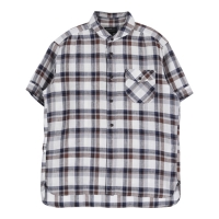 BEAMS 1/2 linen round collar pullover shirt