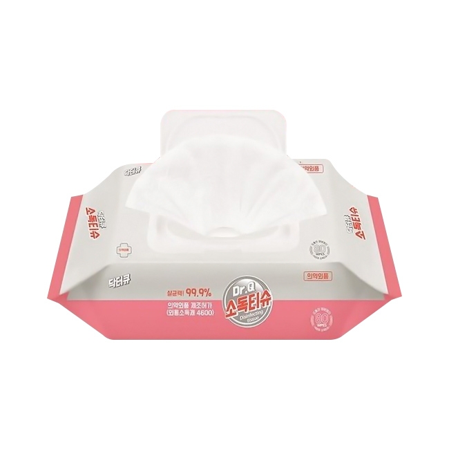 [직] [D30005] 닥터큐 소독티슈 엠보 (의약외품/핑크) 80매*20개(1box)