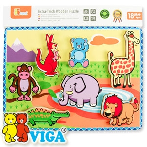 [VIGA] 야생동물 블럭퍼즐 오감놀이 원목교구 퍼즐놀이