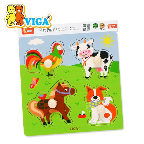 [VIGA] 베베 가축동물 꼭지퍼즐 오감놀이 원목교구 퍼즐놀이