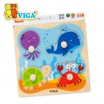 [VIGA] 베베 해양동물 꼭지퍼즐 오감놀이 원목교구 퍼즐놀이