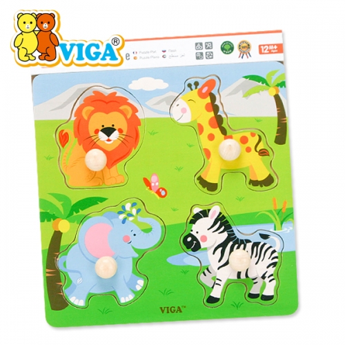 [VIGA] 베베 야생동물 꼭지퍼즐 오감놀이 원목교구 퍼즐놀이