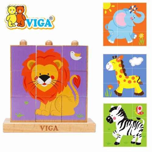 [VIGA] 정글 큐브퍼즐 오감놀이 원목교구 퍼즐놀이