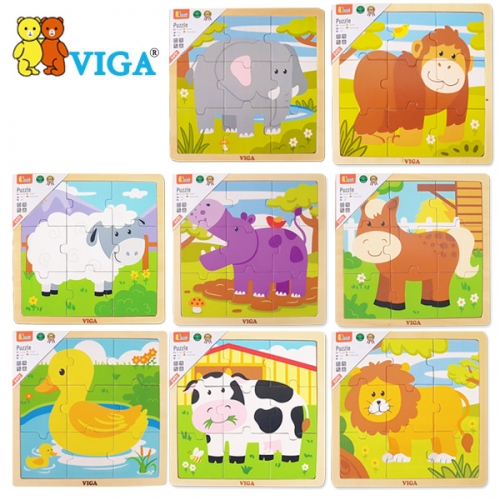 [VIGA] 9피스퍼즐 - 동물 8종세트 오감놀이 원목교구 퍼즐놀이