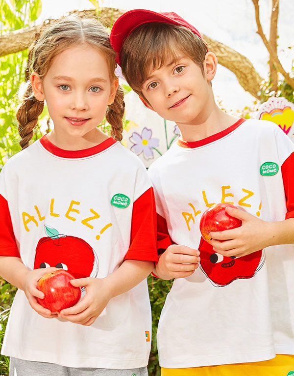 코코모메<BR/>배색반팔티셔츠[CCM1005]