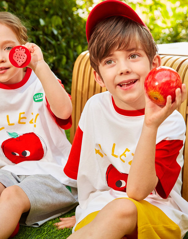 코코모메<BR/>배색반팔티셔츠[CCM1005]