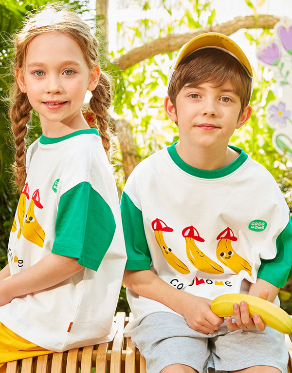 코코모메<BR/>배색반팔티셔츠[CCM1005]