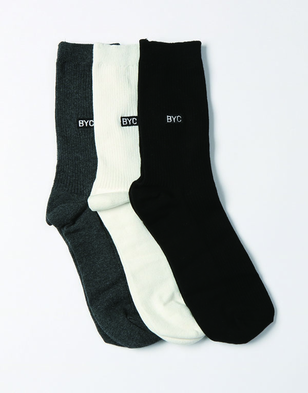 블랙로고양말(3매)[OES1015]