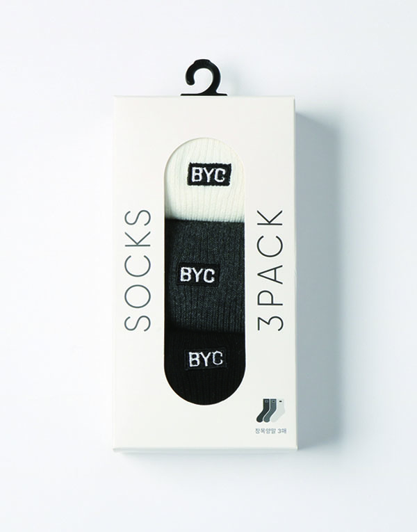 블랙로고양말(3매)[OES1015]