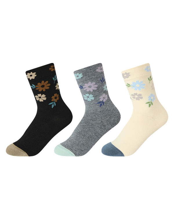 꽃패턴-중목양말(3매)[SWS1153]