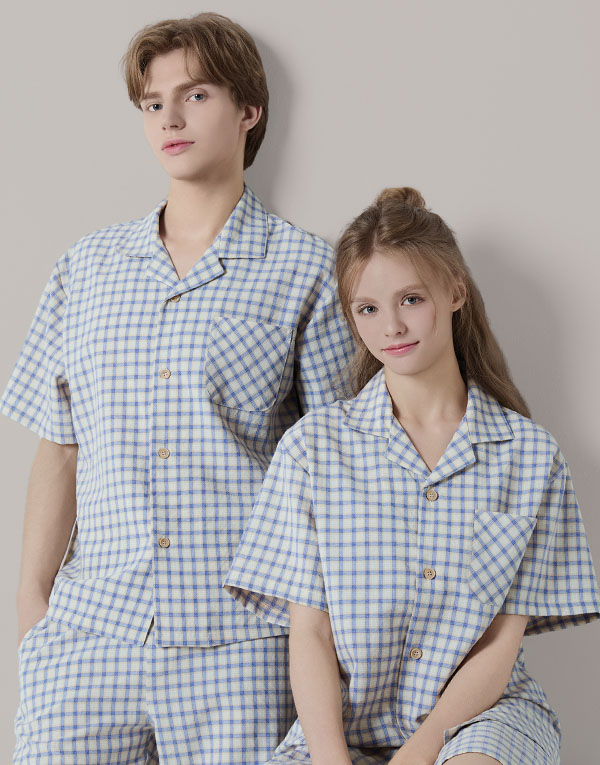 선염 체크 반팔잠옷세트[NSZ1003]