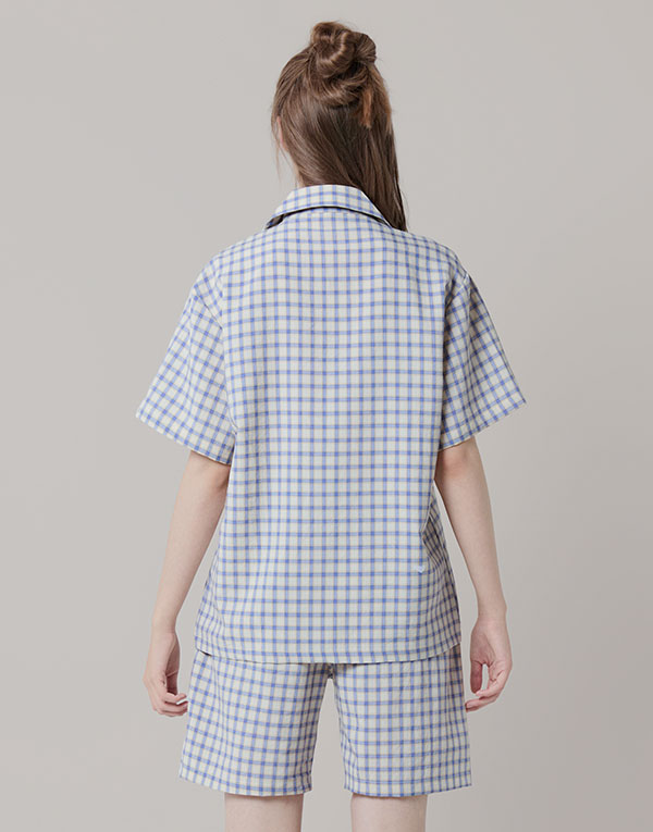 선염 체크 반팔잠옷세트[NSZ1003]