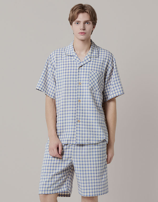 선염 체크 반팔잠옷세트[NSZ1003]