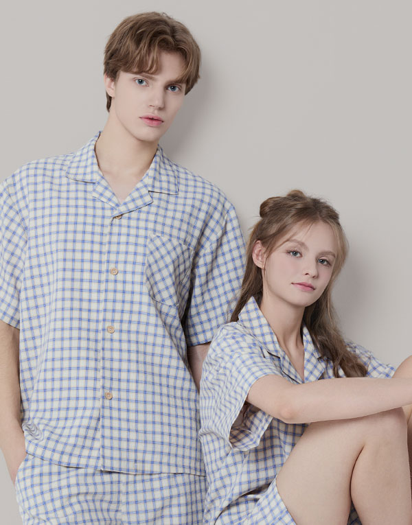 선염 체크 반팔잠옷세트[NSZ1003]