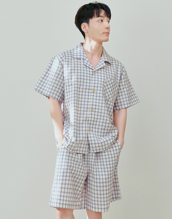 선염 체크 반팔잠옷세트[NSZ1003]