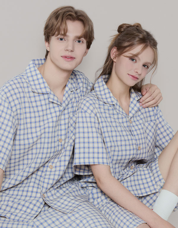 선염 체크 반팔잠옷세트[NSZ1003]