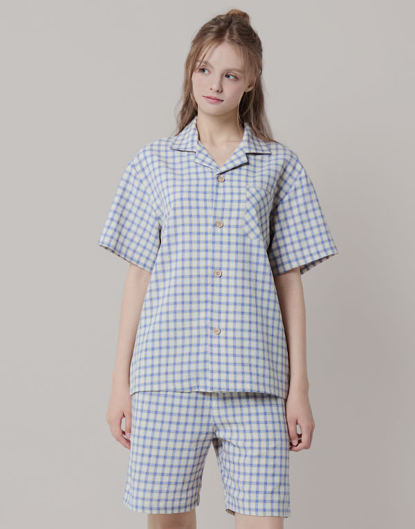 선염 체크 반팔잠옷세트[NSZ1003]