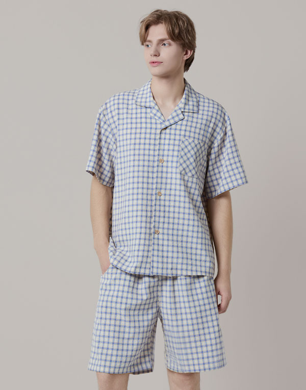 선염 체크 반팔잠옷세트[NSZ1003]