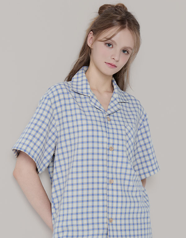 선염 체크 반팔잠옷세트[NSZ1003]