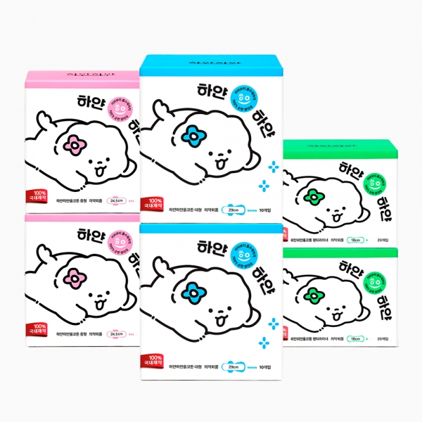 [하얀하얀X스노우독] 하얀하얀 6팩세트 22%할인 (대/중/라 6팩 선택)