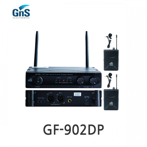 GNS GF-902DP 900MHz 채널고정형 듀얼채널 2x 핀 타입 무선마이크