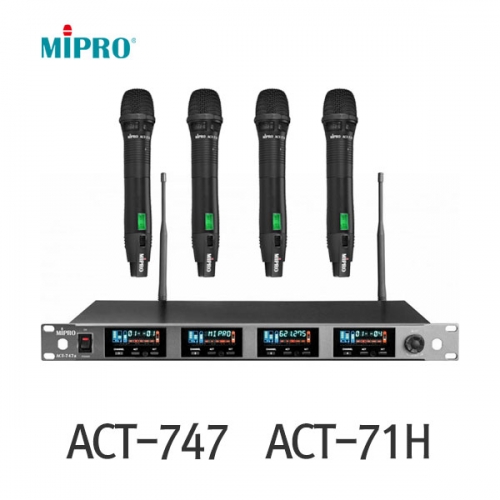 MIPRO ACT-747 ACT-71H ACT-71T 4채널 무선마이크 세트 무선핸드마이크 무선핀마이크 900MHz