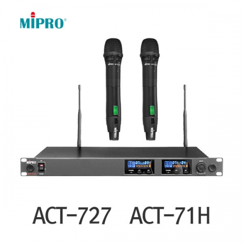 MIPRO ACT-727 ACT-71H ACT-71T 2채널 무선마이크 세트 무선핸드마이크 무선핀마이크 900MHz