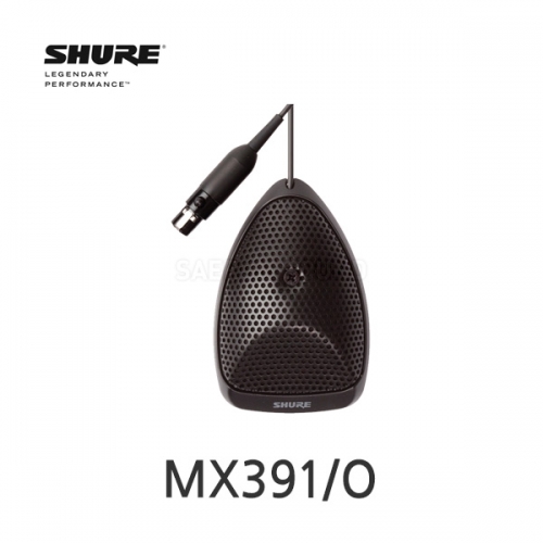 SHURE MX391/O 표면장착형 무지향성 바운더리 마이크 인라인프리앰프 포함 블랙