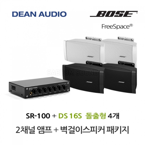 DEAN SR-100 미니 앰프 BOSE DS16S 벽걸이 스피커 4개 세트 보스 음향패키지