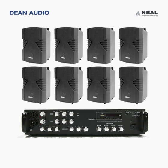 DEAN SR-450D 4채널 앰프 NA-D5 벽걸이 스피커 8개 매장 카페 강의실 업소용 음향 패키지