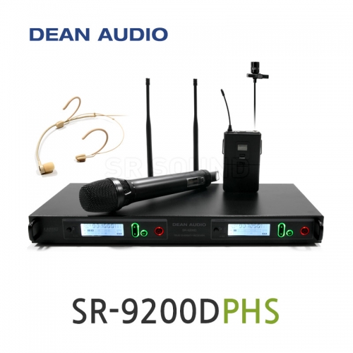 DEAN AUDIO SR-9200D 2채널 무선 핀 헤드셋 마이크 리시버 UHF 900MHz 송신기 수신기 세트 강의용 공연용 행사용 교회 설교