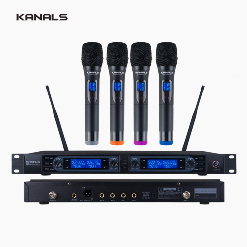 KANALS 카날스 BK-4200 방송용 라이브 무대 공연용 행사용 UHF 4채널 PLL 자동채널 무선마이크 송수신기세트