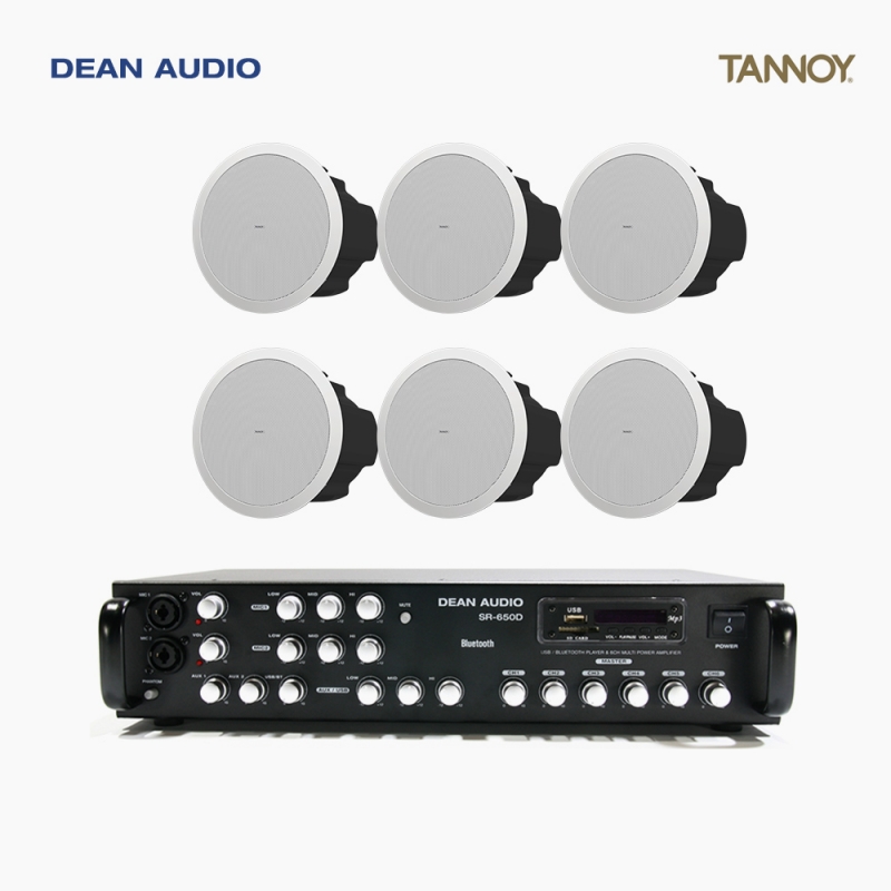 DEAN AUDIO SR-650D 6채널 USB 앰프 TANNOY CVS6 실링스피커 6개 탄노이 음향패키지